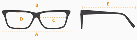 Julbo Turn > A= 104 mm | B= 14 mm | C= 45 mm | E= 108 mm Medidas y calibre
